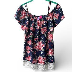 No Boundaries Boho Floral Adjustable Cold Shoulder Top